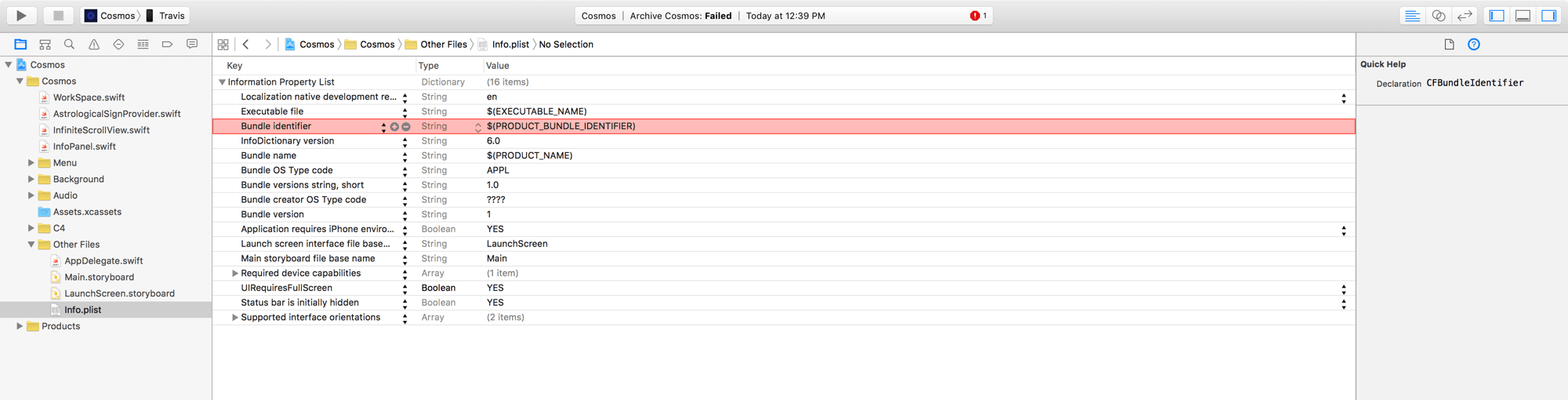 我把 $(PRODUCT_BUNDLE_IDENTIFIER) 改成了 com.c4ios.COSMOS